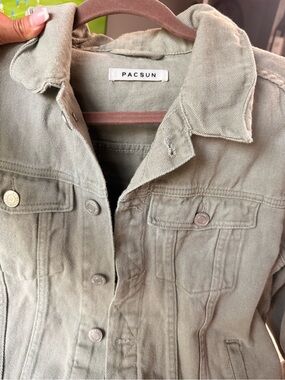 PacSun Women's Sage Green Utility Jean Jacket
